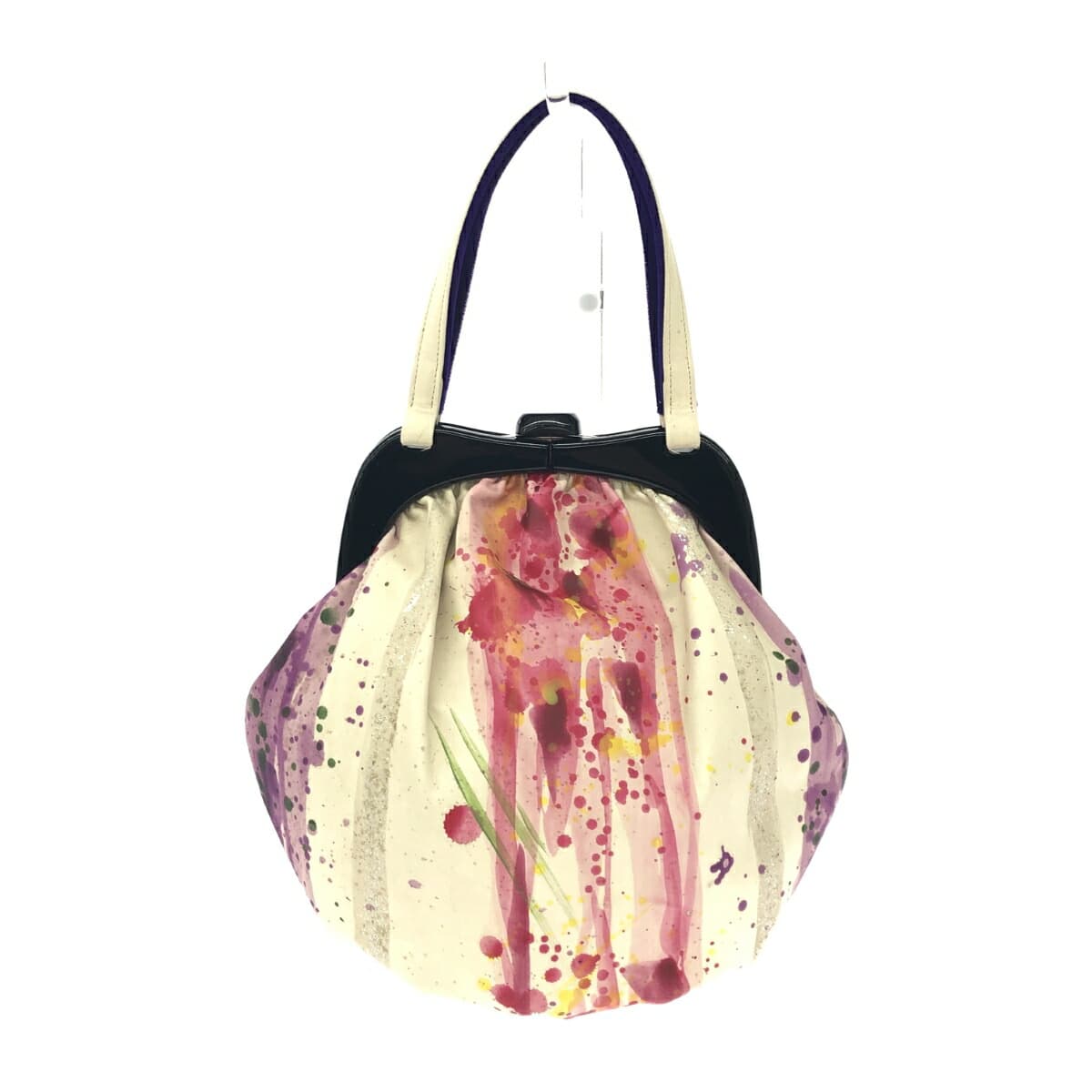 Michiamo Handbag Gamaguchi / Leather Paint Beige Ladies