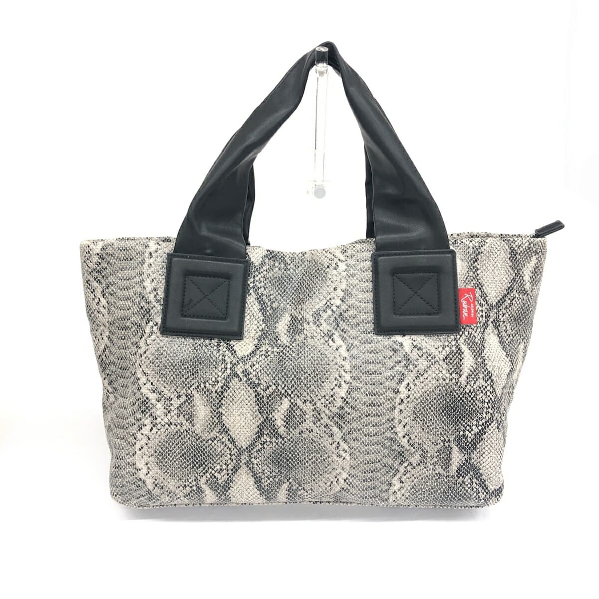SALON de RUBAN Tote Bag in Good Condition, Snake-embossed Pattern, Gray, Women's