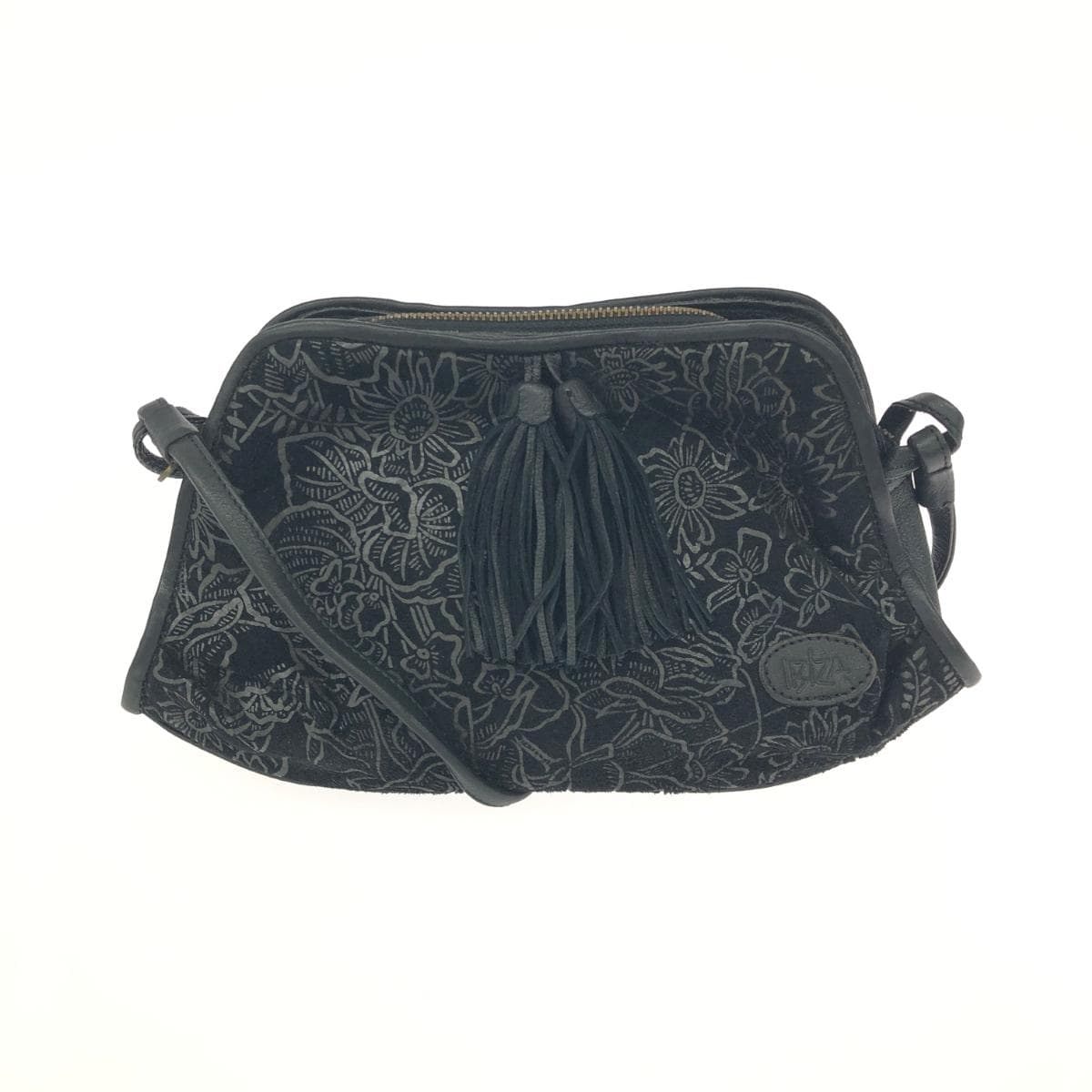 IBIZA Ibiza Shoulder Bag Floral Pattern Leather Black Women's