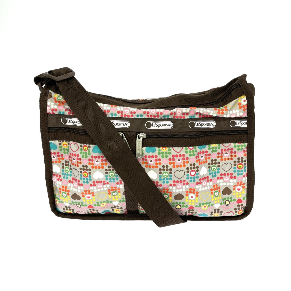 LeSportsac Shoulder Bag Heart Dot Logo Nylon Brown Ladies