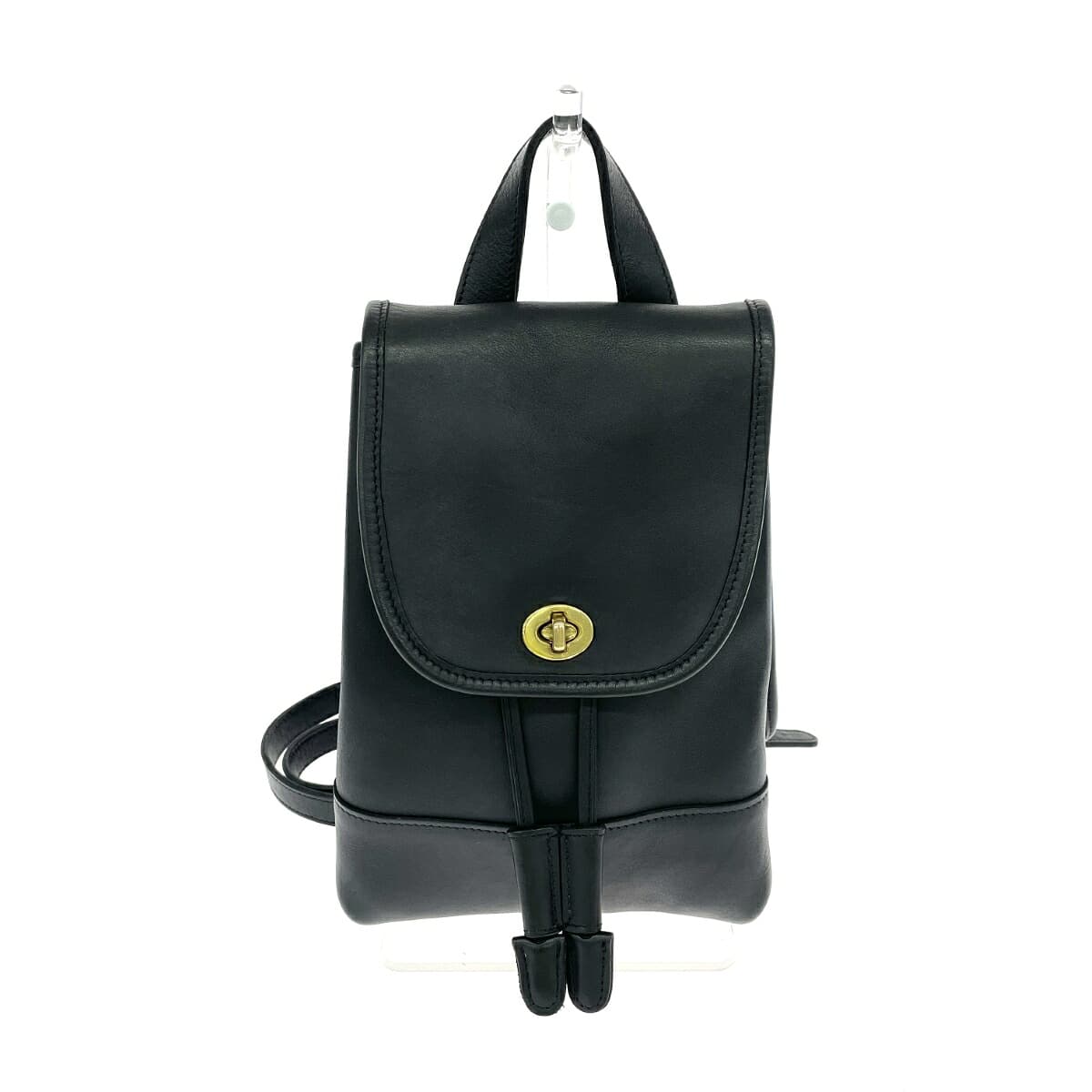 COACH Coach Old Coach Mini Backpack Made in USA Grab Tan Leather Black 9960 Turn Lock Black Ladies