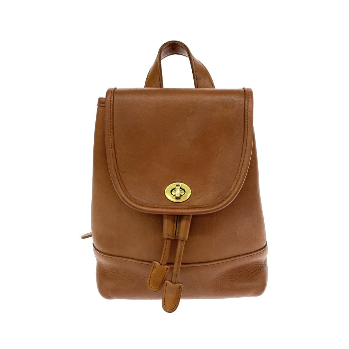 COACH Old Coach Mini Backpack Made in USA Grab Tan Leather 9960 Turn Lock Brown Ladies
