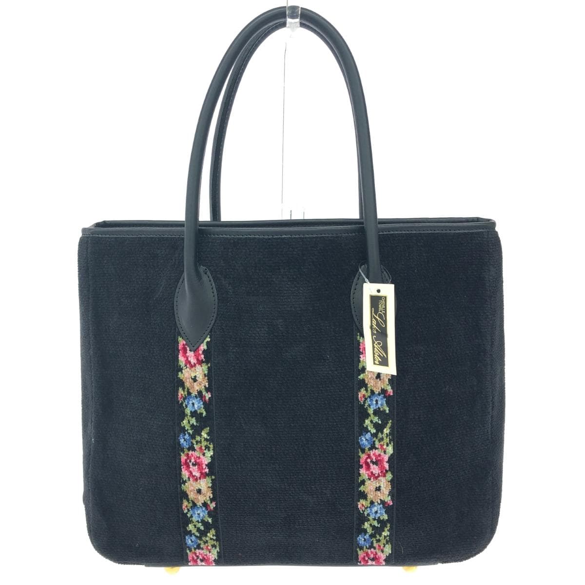 Lake Alster Tote Bag Unused Chenille Weave Black Women's