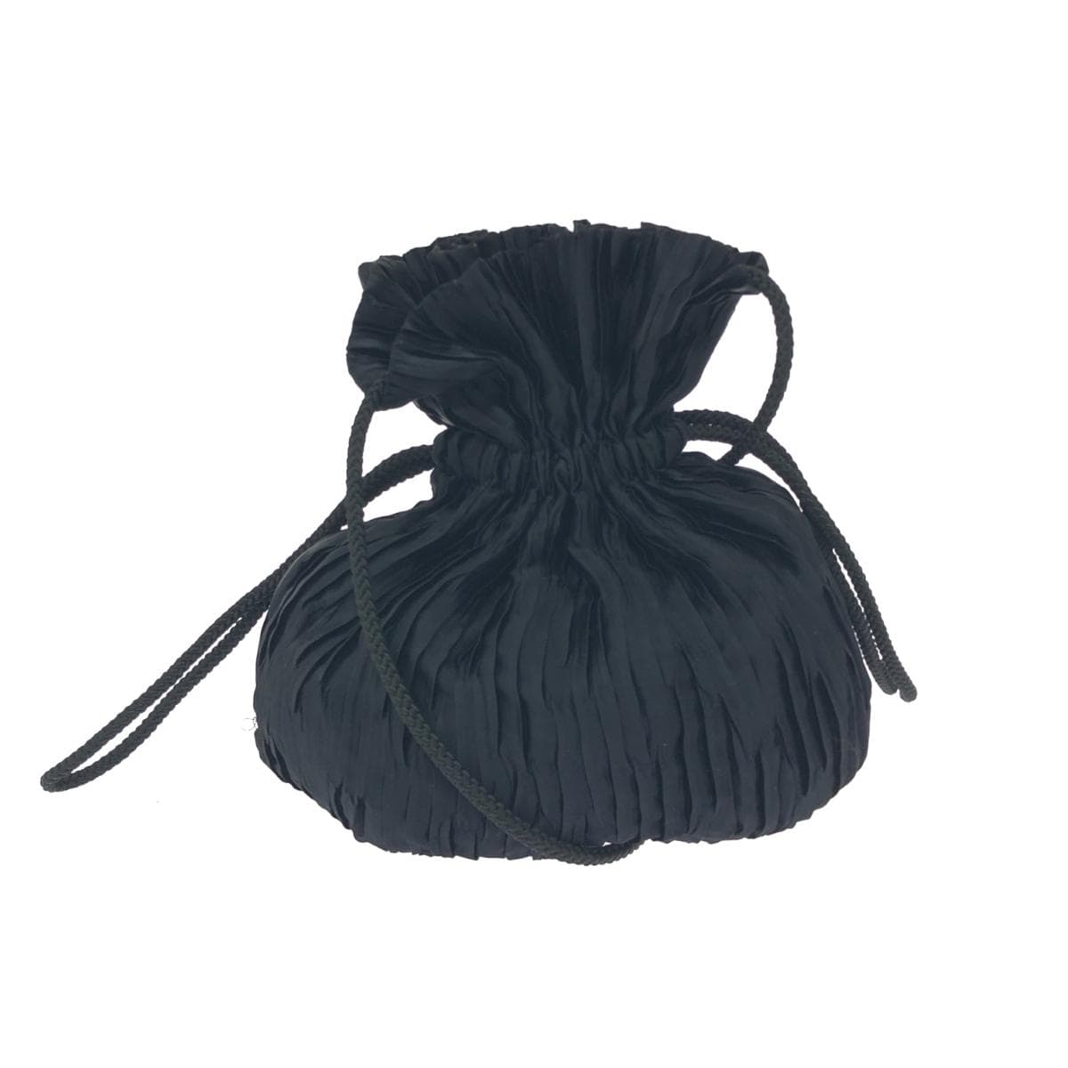 LA BAGAGERIE Drawstring Shoulder Bag Good Condition Satin Black Women's