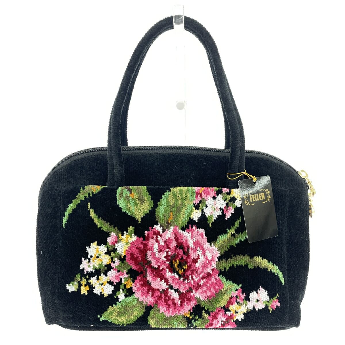 FEILER Handbag, unused item, Elisabeth/Chenille weave, black, ladies