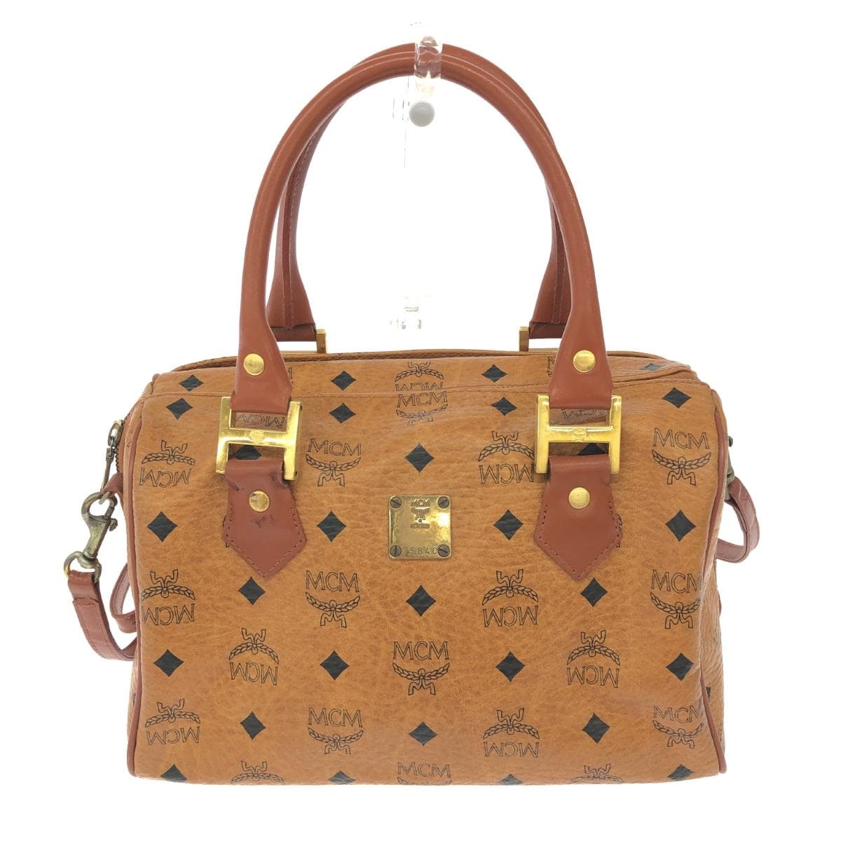 MCM 2WAY Mini Boston Bag Viscose/PVC Brown Unisex