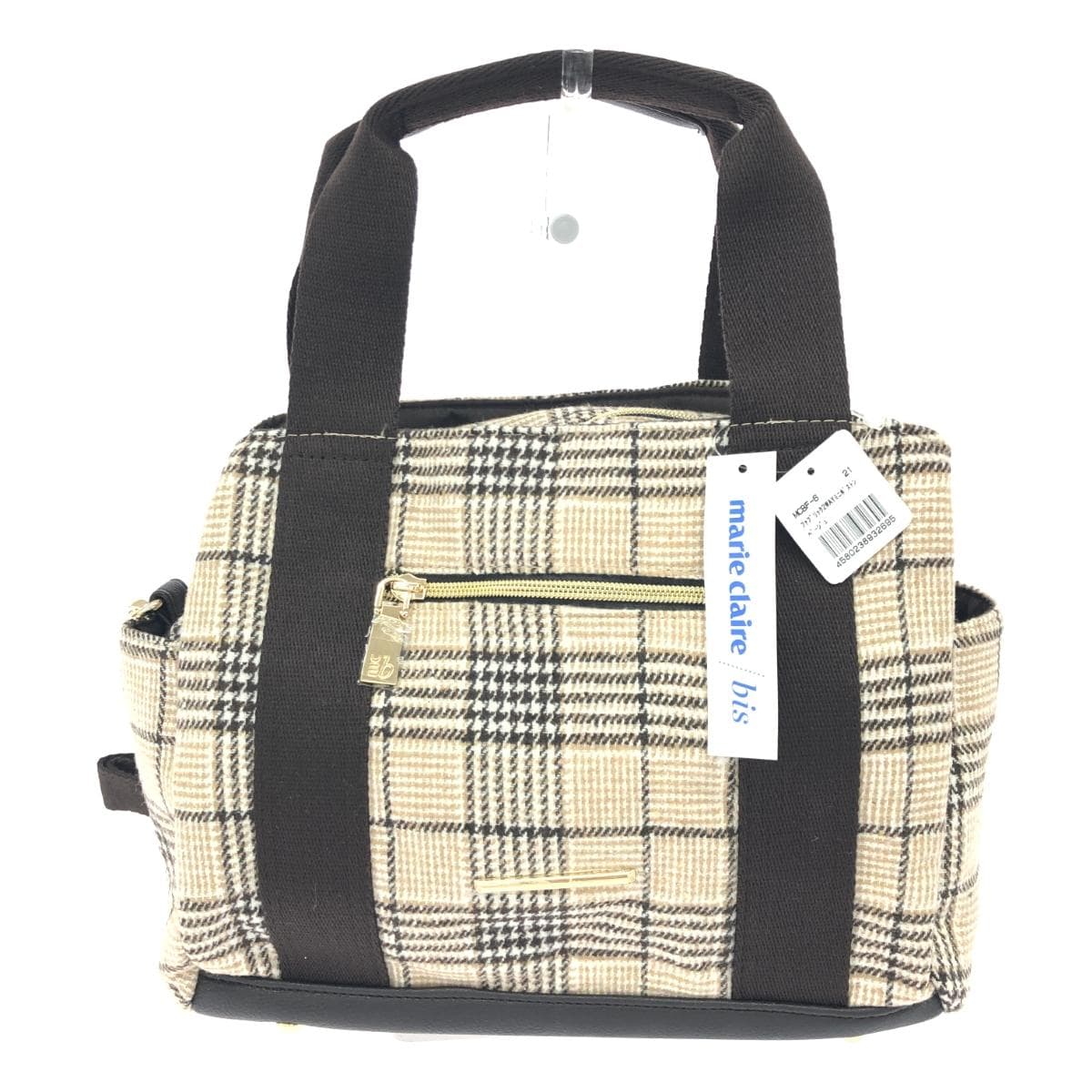 Marie Claire Fabric 2WAY Mini Boston Bag, Unused Item, Greige/Beige, Women's