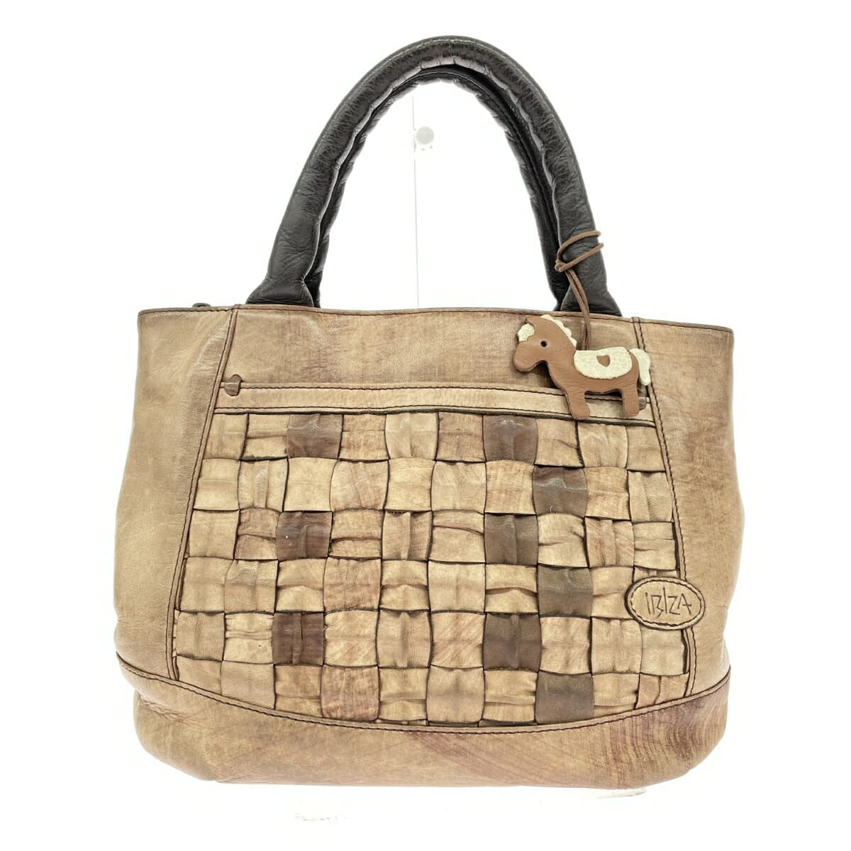 IBIZA Ibiza Handbag Leather/Woven Brown Women's