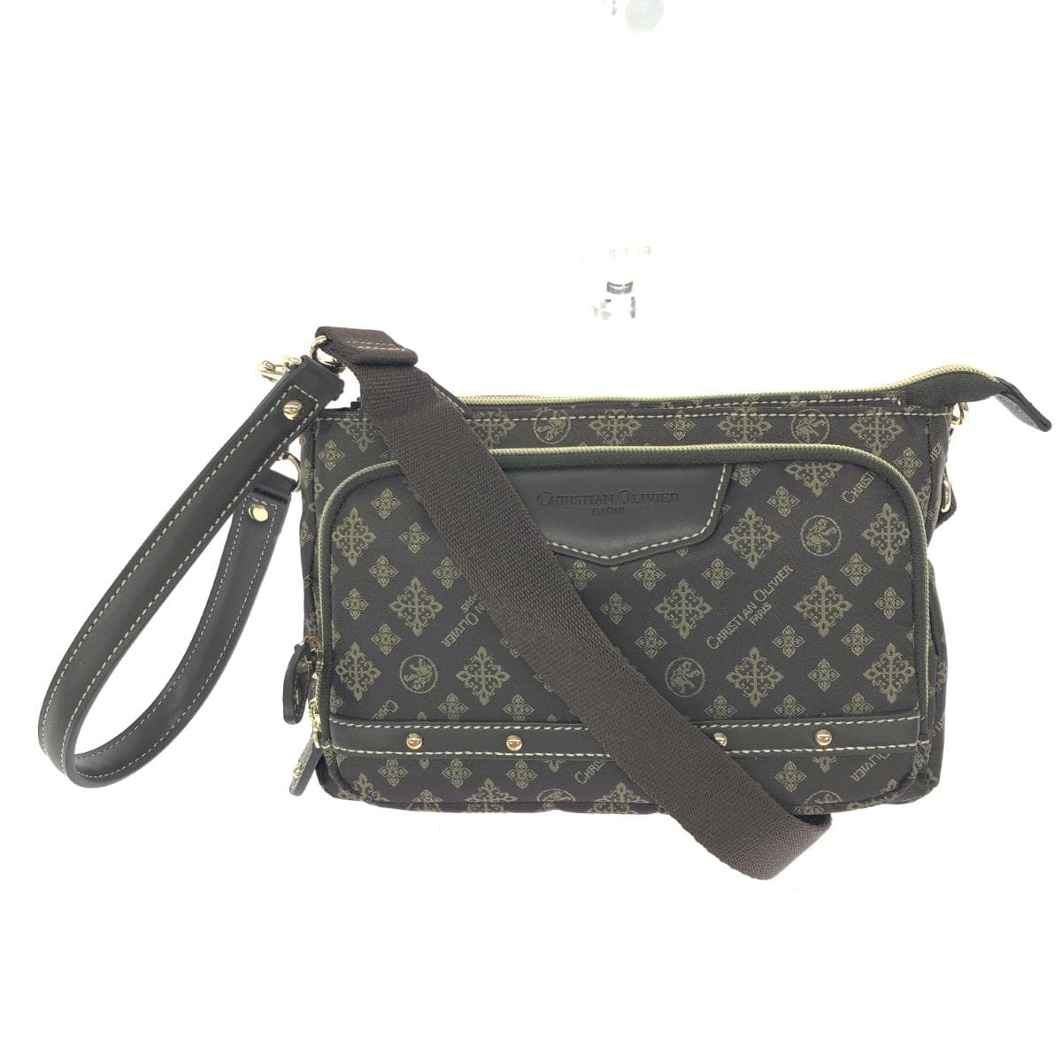 CHRISTIAN OLIVIER 2WAY Shoulder Bag Good Condition Monogram/Nylon Brown Women's