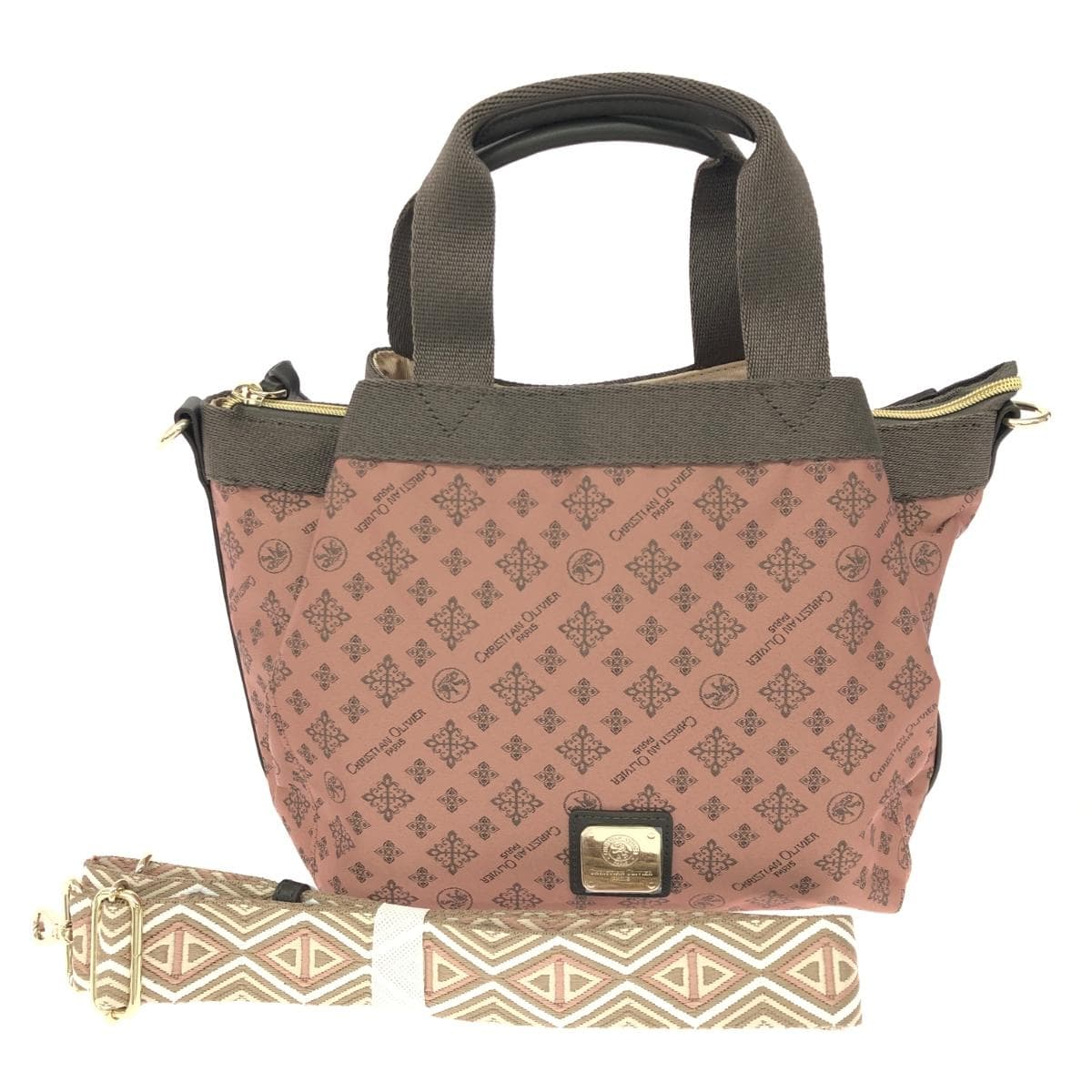 CHRISTIAN OLIVIER 2WAY Bag Good Condition Shop Channel 15th Anniversary Commemorative / Monogram Nylon Pink Ladies