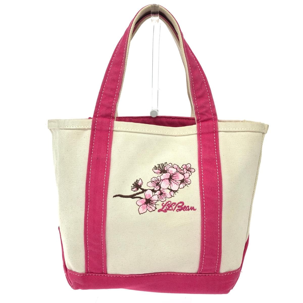 L.L.Bean Tote Bag Sakura Embroidery/Canvas Pink/Beige Women's