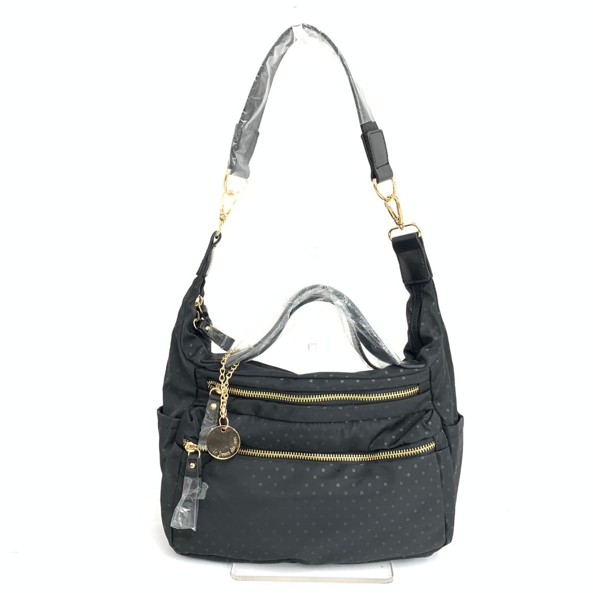 Sac Multiway Shoulder Bag Like New Dot Pattern Nylon Black Women's