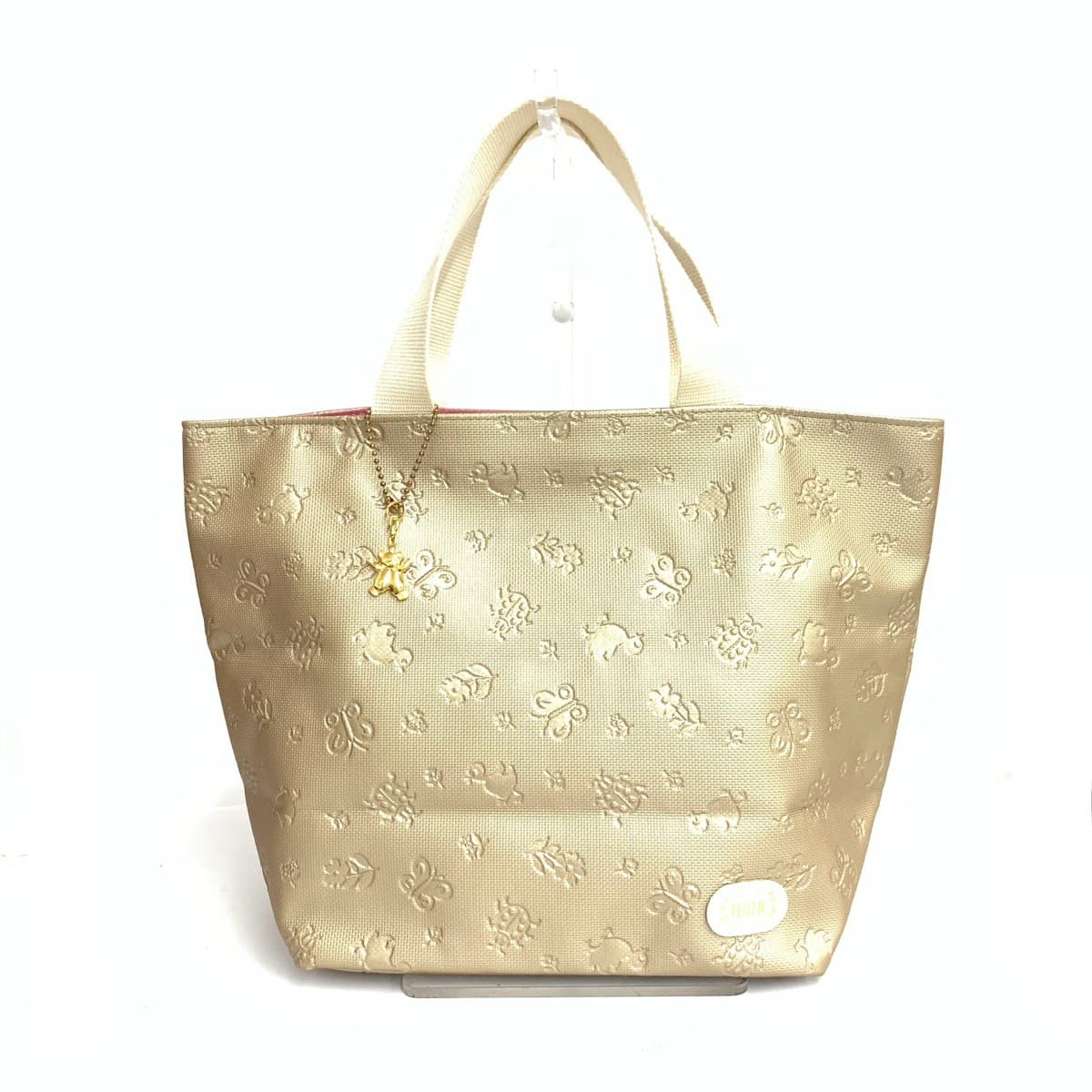 FEILER Tote Bag in Excellent Condition, Embossed Processing, Heidi PVC, Gold Color, Ladies