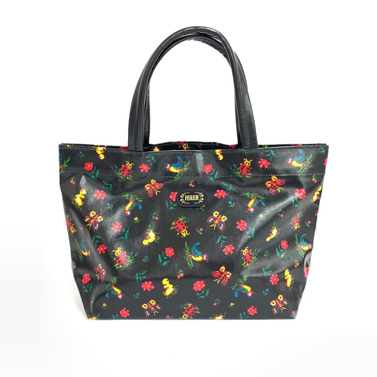 FEILER Mini Tote Bag Good Condition Heidi PVC Black Ladies
