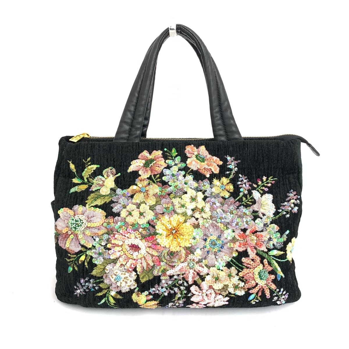 Think Bee tote bag in good condition, bouquet sequins beads, tapestry, black, ladies