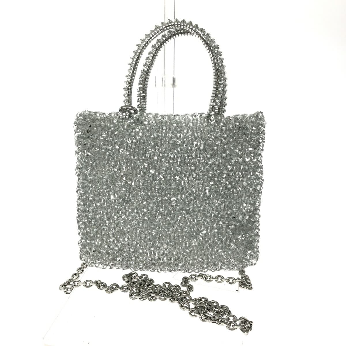 ANTEPRIMA 2-Way Bag, Like-New Condition, Wire Design, PB21F12045, Silver, Women's