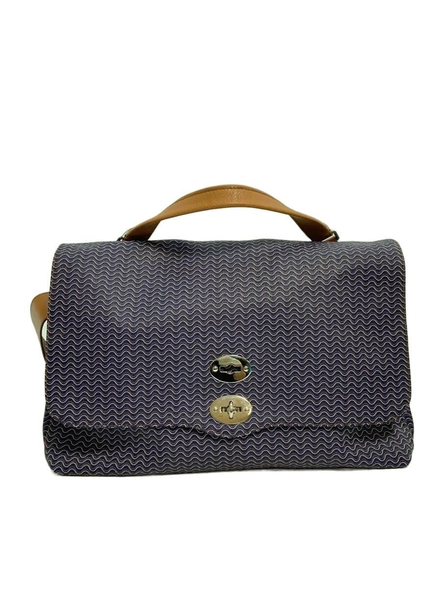 ZANELLATO Bag Leather NVY All Over Pattern Wave Pattern