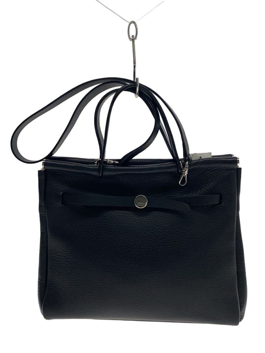 Other Brand MG CUIR Made in Italy 2-Way Handbag Leather BLK Solid