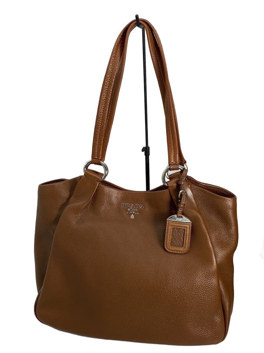 PRADA Tote Bag Leather BRW Solid