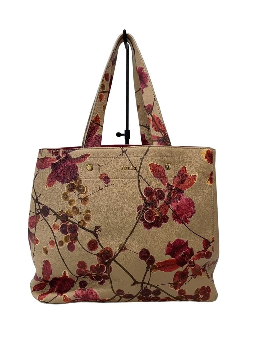 FURLA tote bag leather BRW floral pattern 200161