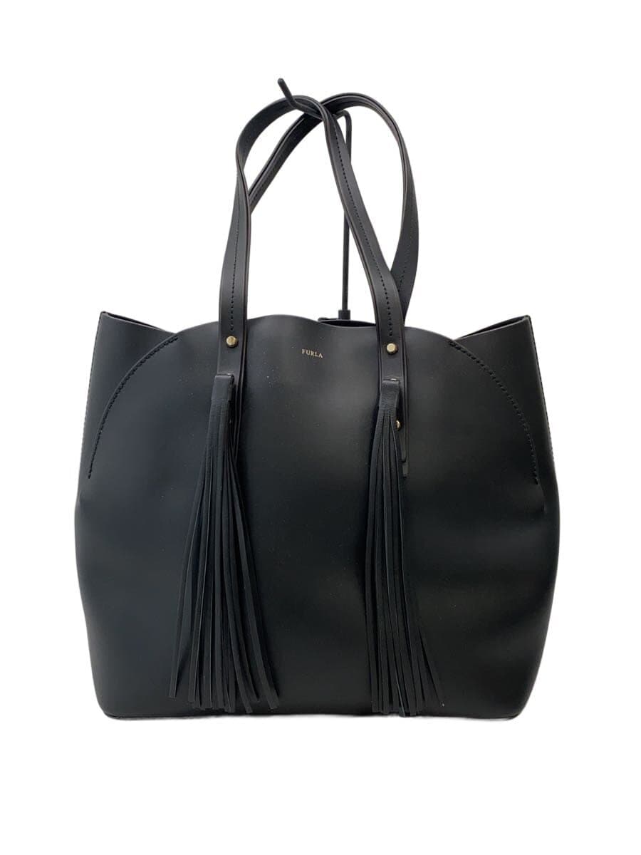 FURLA tote bag leather black plain 00870457