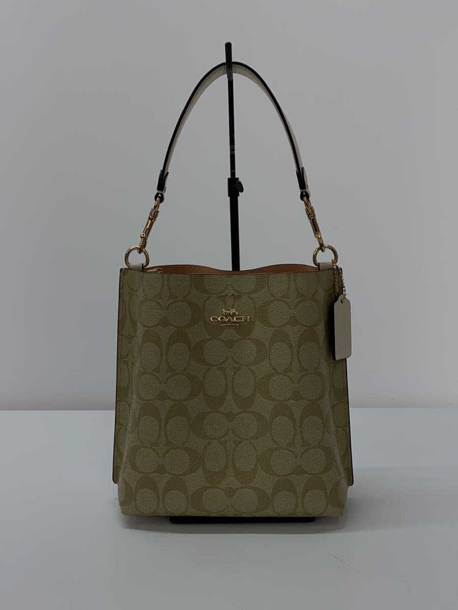 COACH Molly Bucket Bag 22_Signature_White Leather PVC WHT All Over Pattern