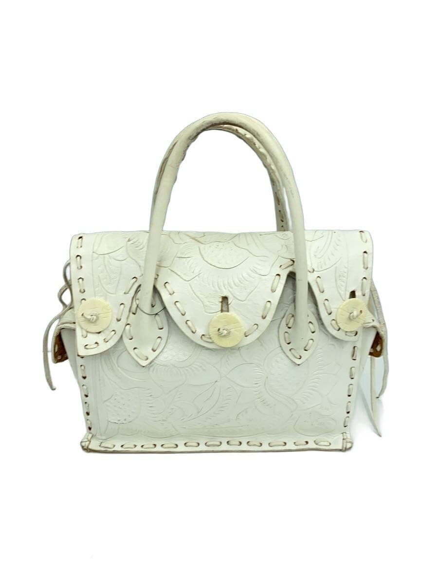 Carving Tribes Handbag Leather WHT