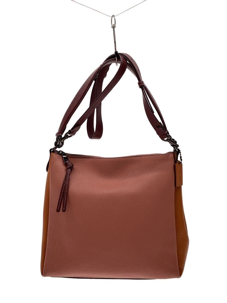 COACH 2WAY Shoulder Bag Leather Bicolor PNK BRW C0826