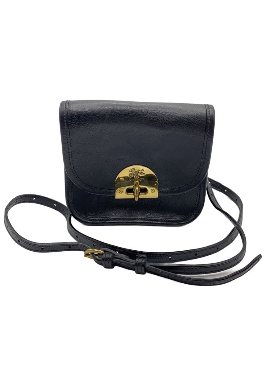 IL BISONTE Shoulder Bag Leather BLK Solid