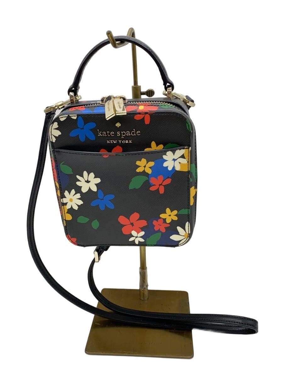 Kate Spade New York handbag shoulder 2WAY PVC BLK flower pattern WKR00305