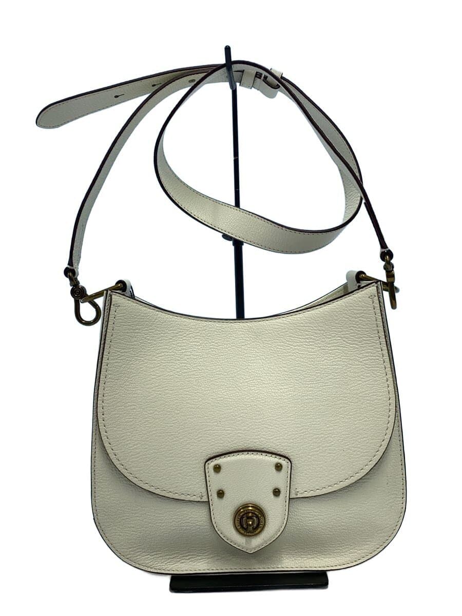 LAUREN RALPH LAUREN Turnlock Cow Leather Shoulder Bag Cowhide WHT Solid