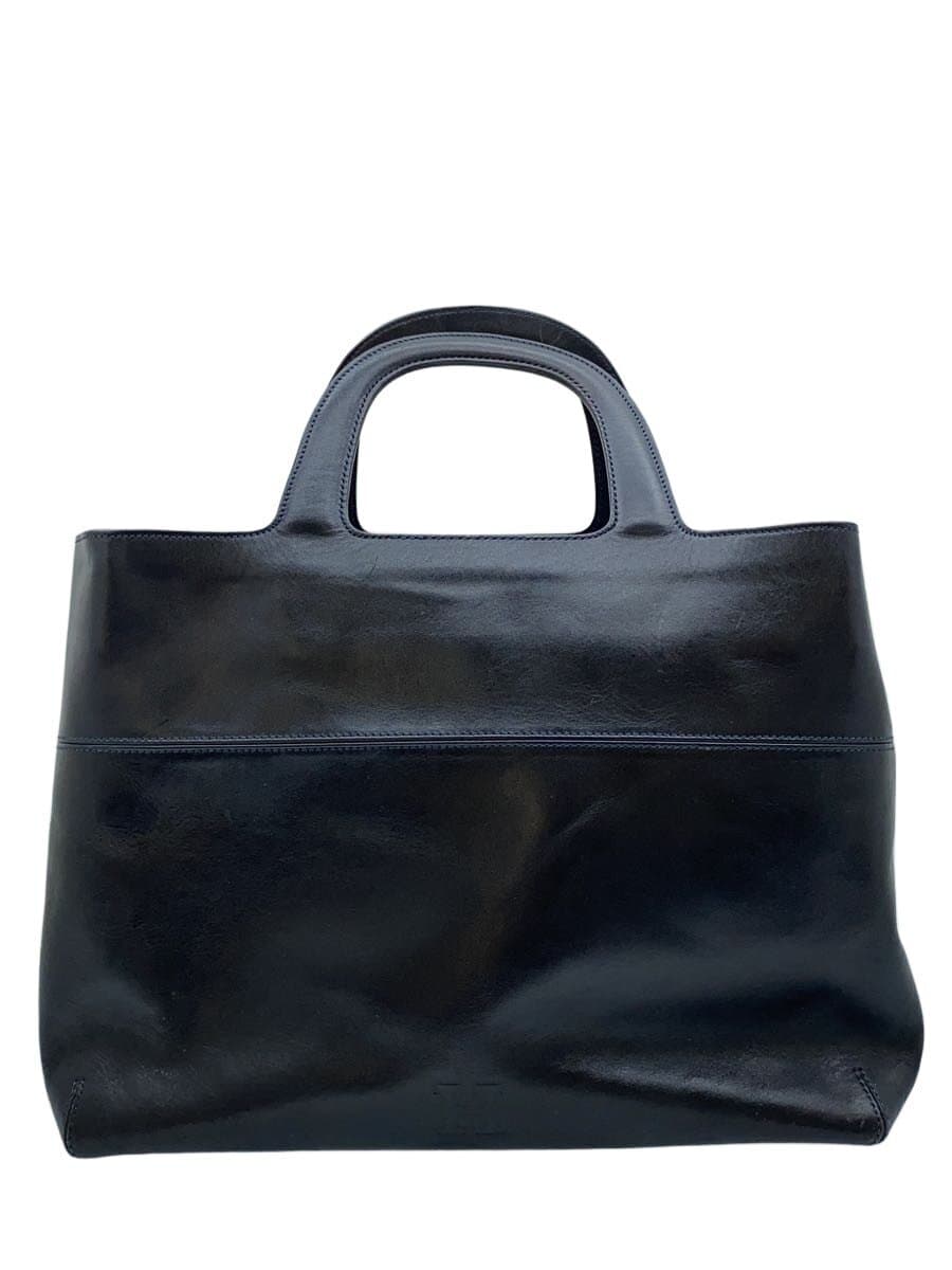 HIROFUH Logo Embossed Tote Bag Leather NVY Solid Corner Wear