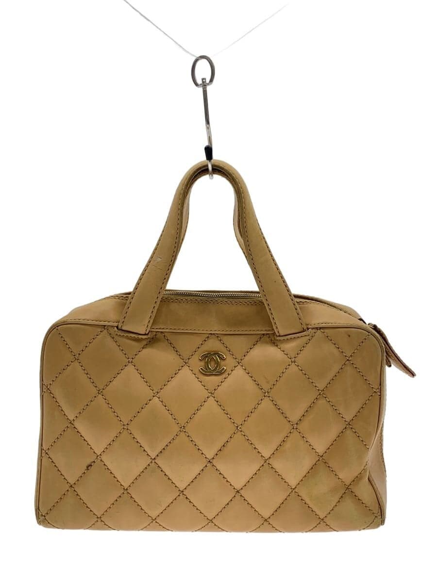 CHANEL Wild Stitch Coco Mark Mini Boston Handbag Leather CML