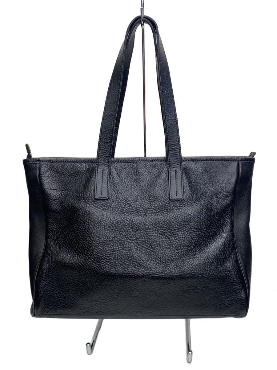 ART BROWN Tote Bag Leather Black Plain KNC00056AB