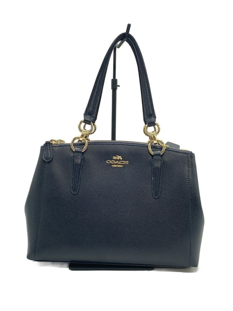 COACH handbag leather navy plain