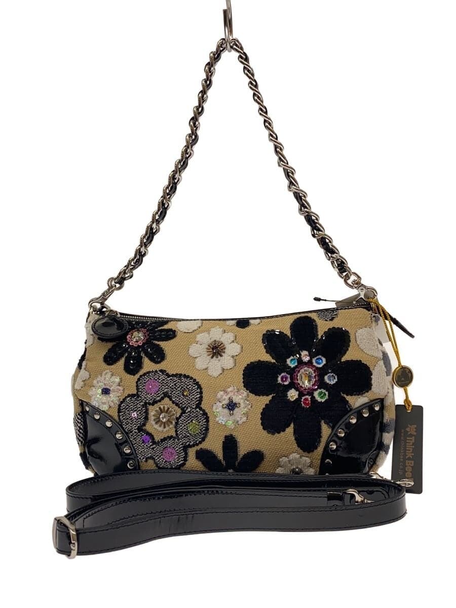 Think Bee! Handbag -- BEG Floral Print 9321-01