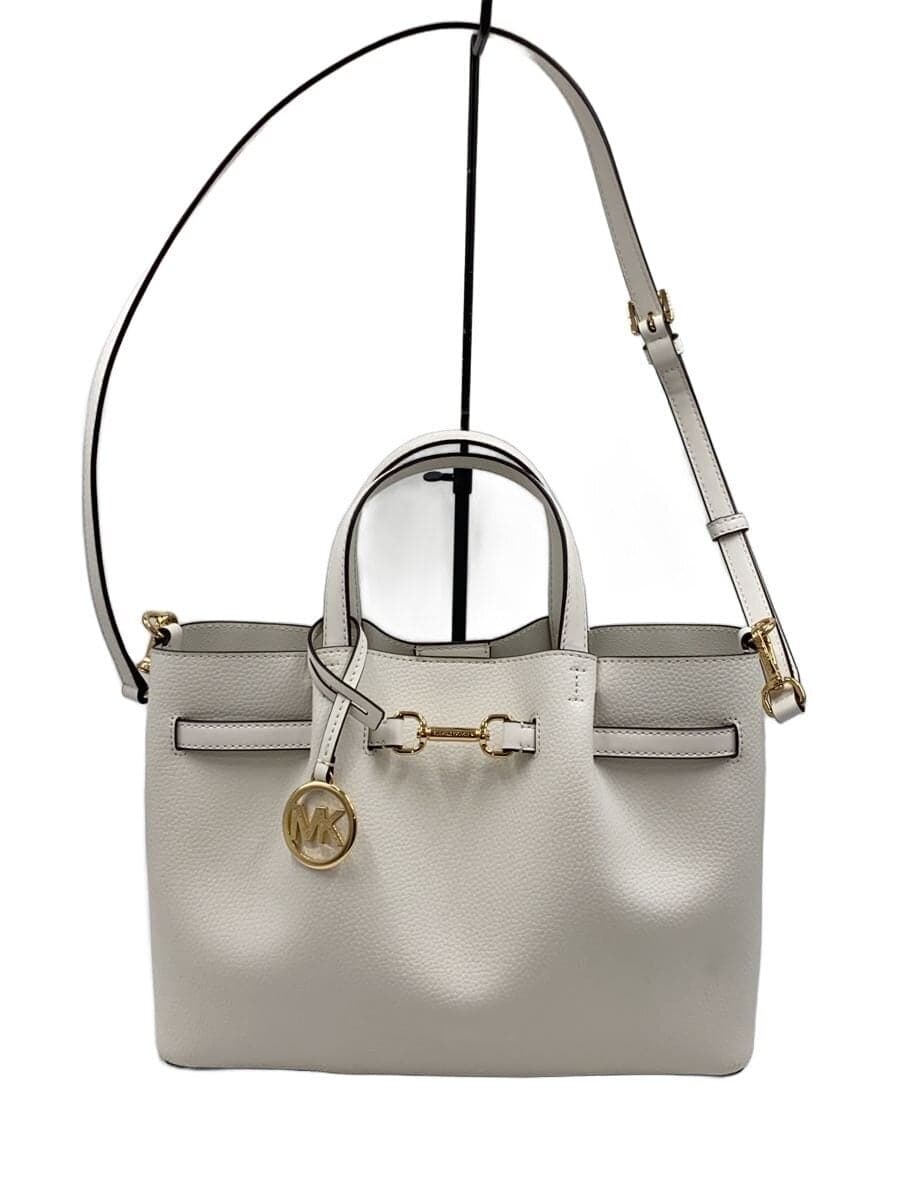 MICHAEL KORS Carson Medium Pebbled Leather Satchel Handbag -- WHT 35S5G2ZS3T