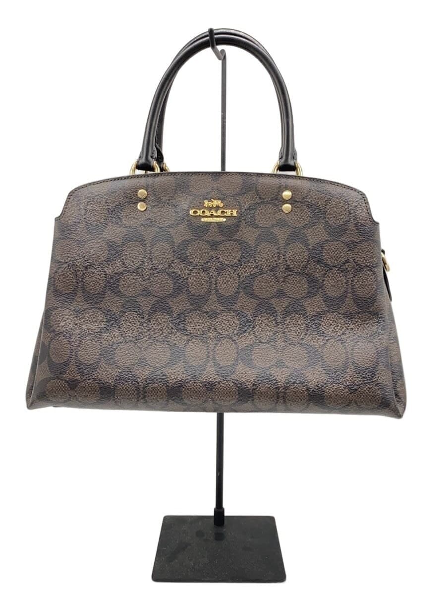 COACH Handbag 2-Way Lily Carryall Signature Canvas PVC BRW All Over Pattern 91495