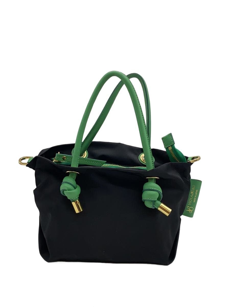 VIOL Ad’ORO Knot Handle Nylon Tote XS 2-Way Handbag Nylon BLK Solid