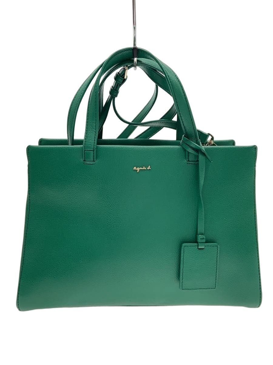 agnes b. Handle Deteriorated Handbag Cowhide GRN IS11-01