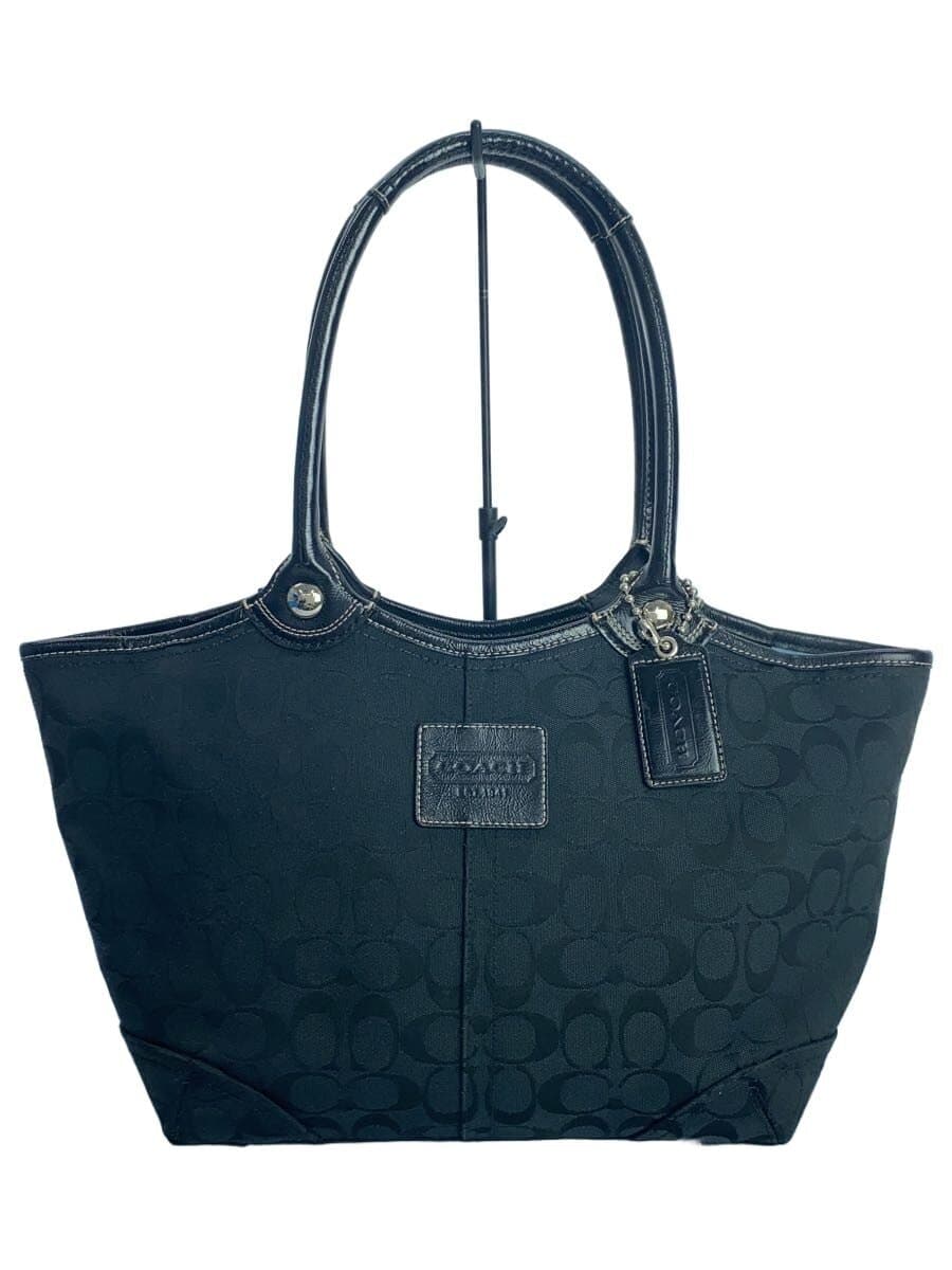 COACH Tote Bag_Signature_Black Canvas BLK All Over Pattern