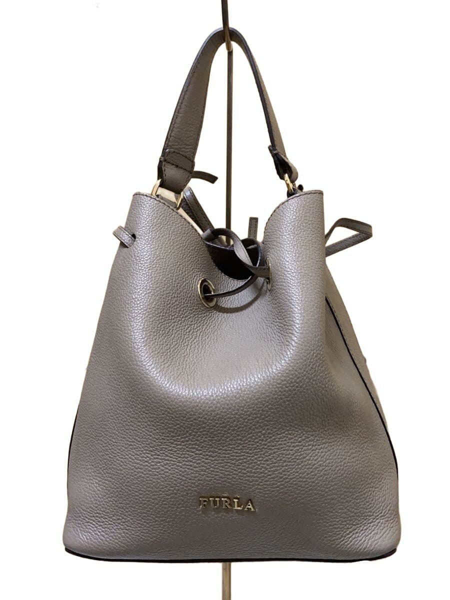 FURLA Handbag Leather GRY Solid
