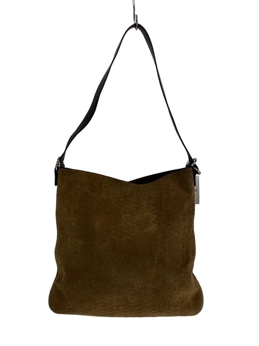 CELINE Shoulder Bag Suede BEG All Over Pattern
