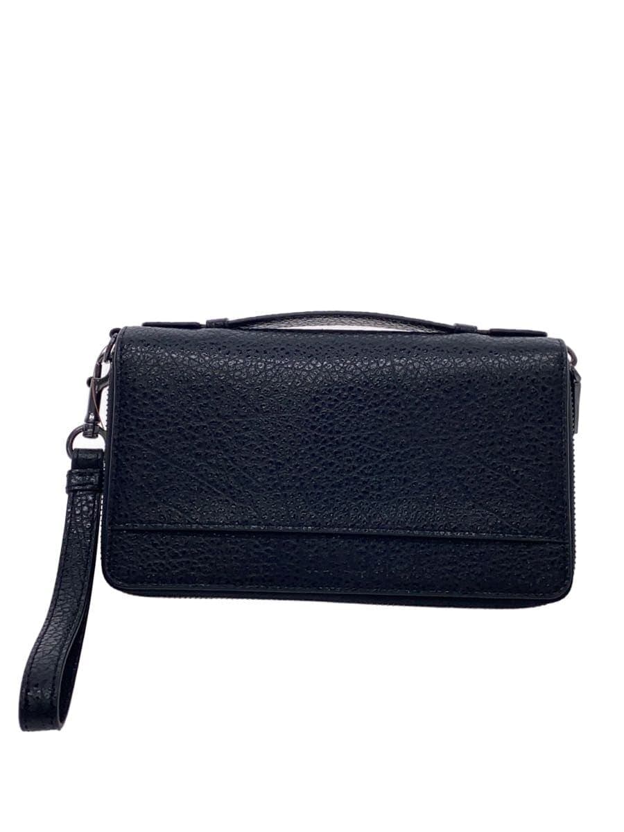 COACH Double Zip Travel Organizer Leather Black Solid 67624