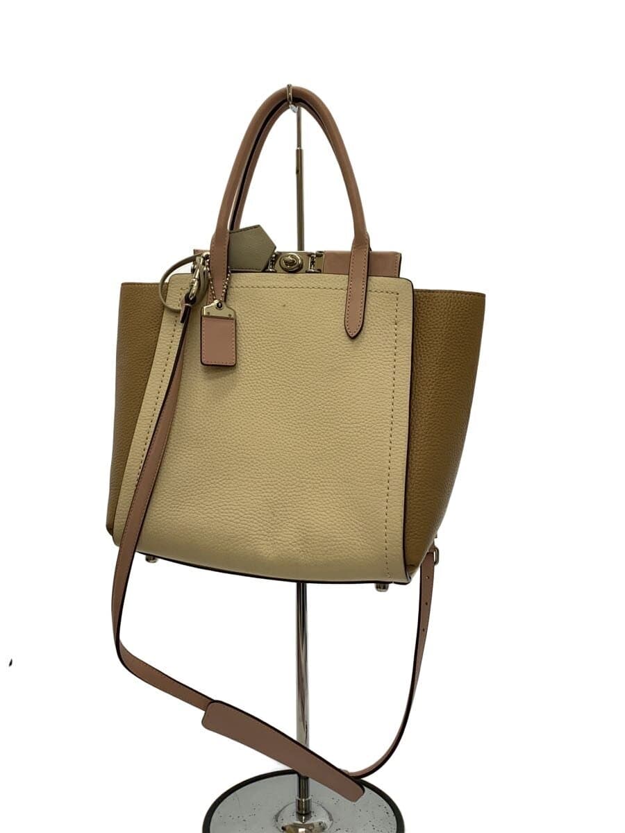 COACH2-Way Handbag Leather WHT 93994 Consider Condition