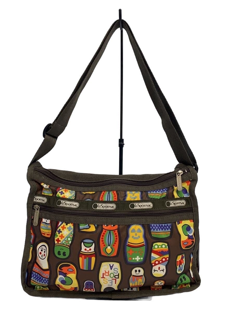 LESPORTSAC Shoulder Bag All Over Pattern Brown Pouch LeSportsac Sack
