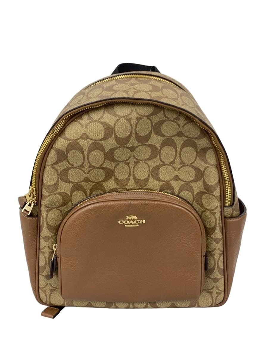 COACH Backpack_Signature_Beige PVC BEG All Over Pattern