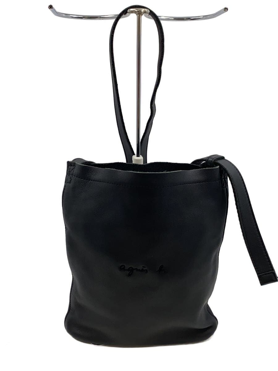 agnes b. Shoulder Bag Cowhide BLK PAH02Z-03