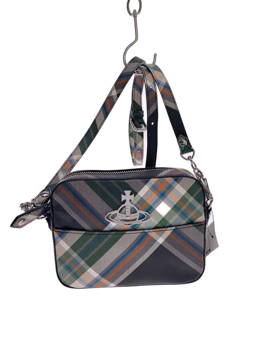 Vivienne Westwood Shoulder Bag Leather Multicolor Check Inside Partial With Stain