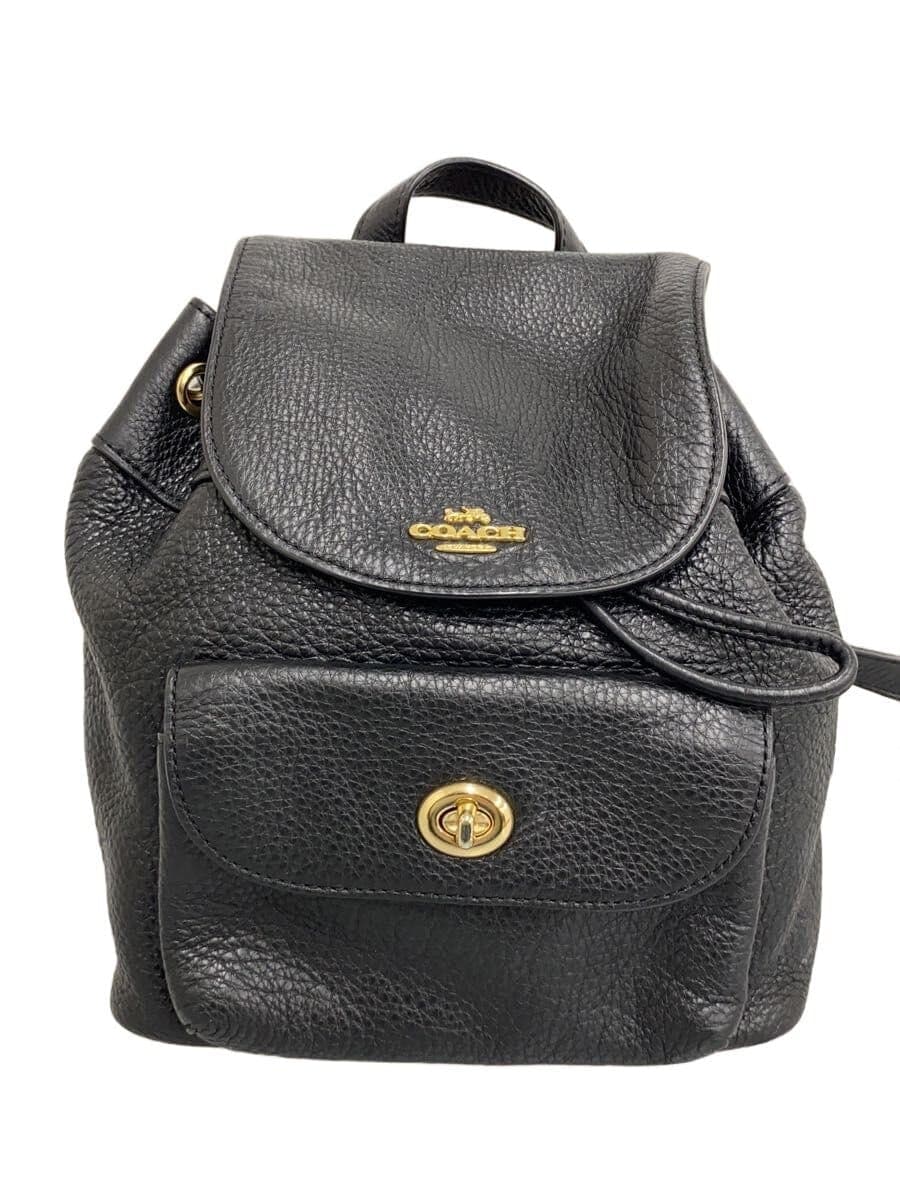 COACH Backpack_All Leather Leather BLK